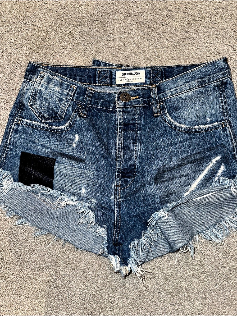 One Teaspoon Bandits Low Waist Denim Shorts Waist 26 Blue